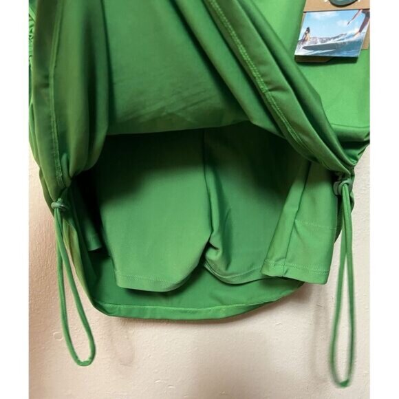 NWT Nani The Ruched Swim Skirt Green Verde Built in Shorts Pocket Womens Size XL - Picture 6 of 12